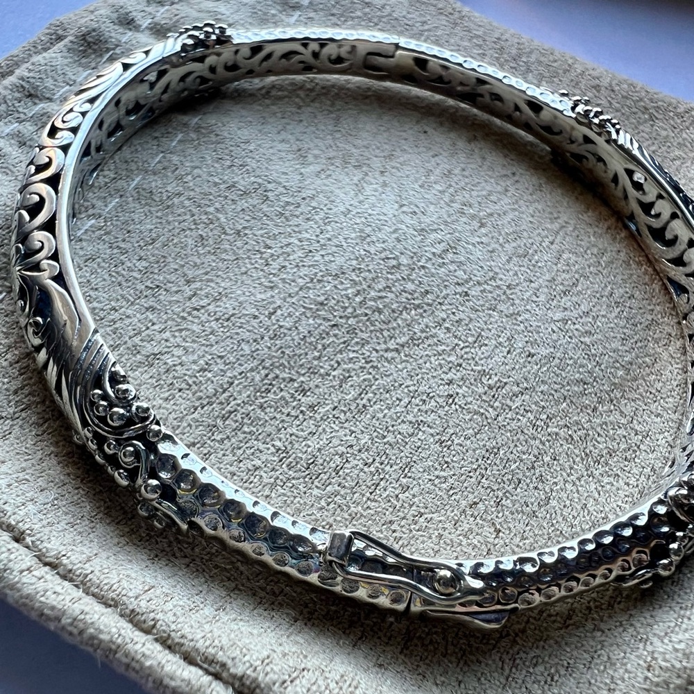 SARDA Sterling Silver 🩶 Filigree Bangle Bracelet - Picture 7 of 17